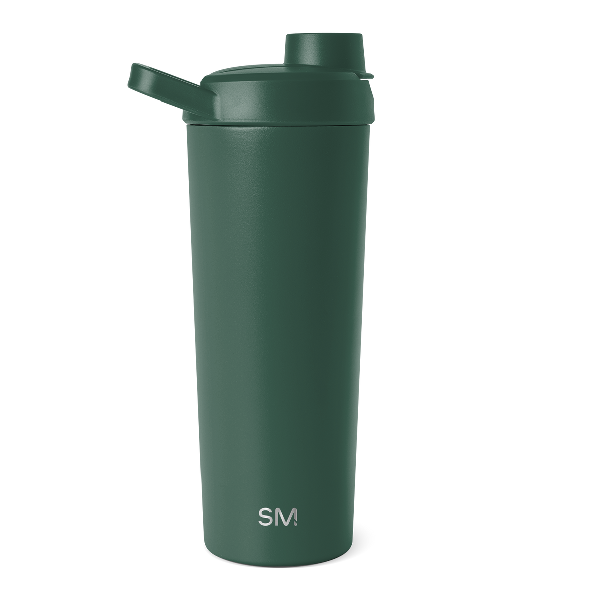 Forest green water bottle with matte finish displayed against white background