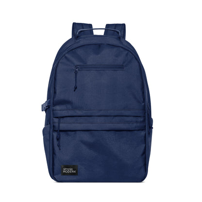 Deep navy blue backpack on white background