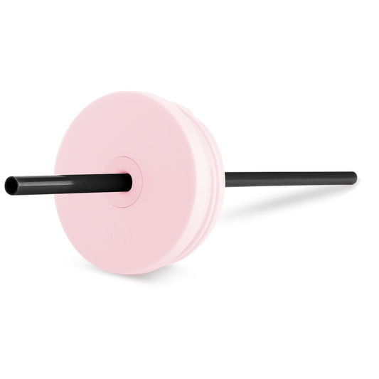 Circular pink component with black accents on white background