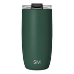 Matte forest green tumbler with clear transparent top accent pieces and black matte lid