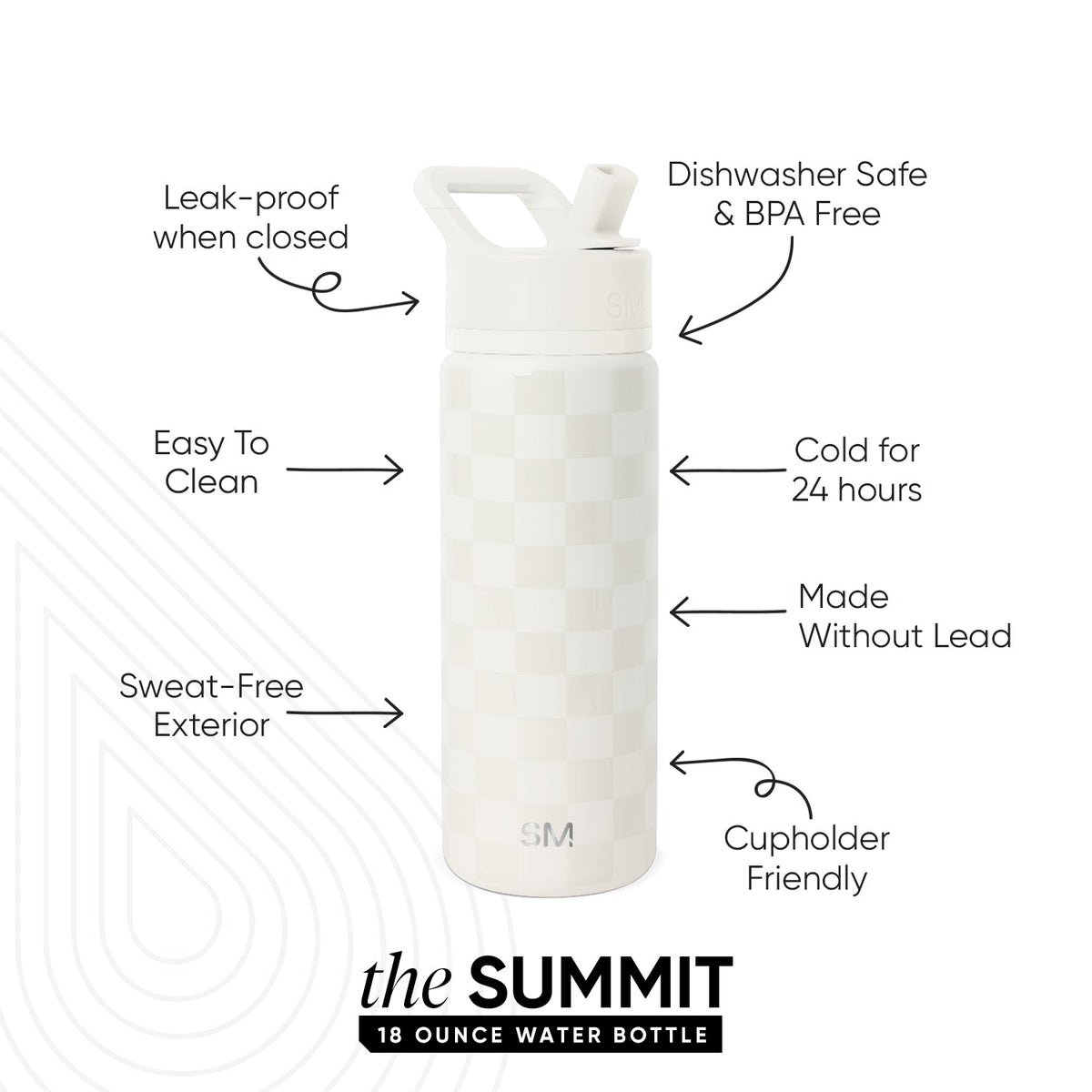 Pale cream quilted water bottle with soft off-white tones and diamond-pattern texture