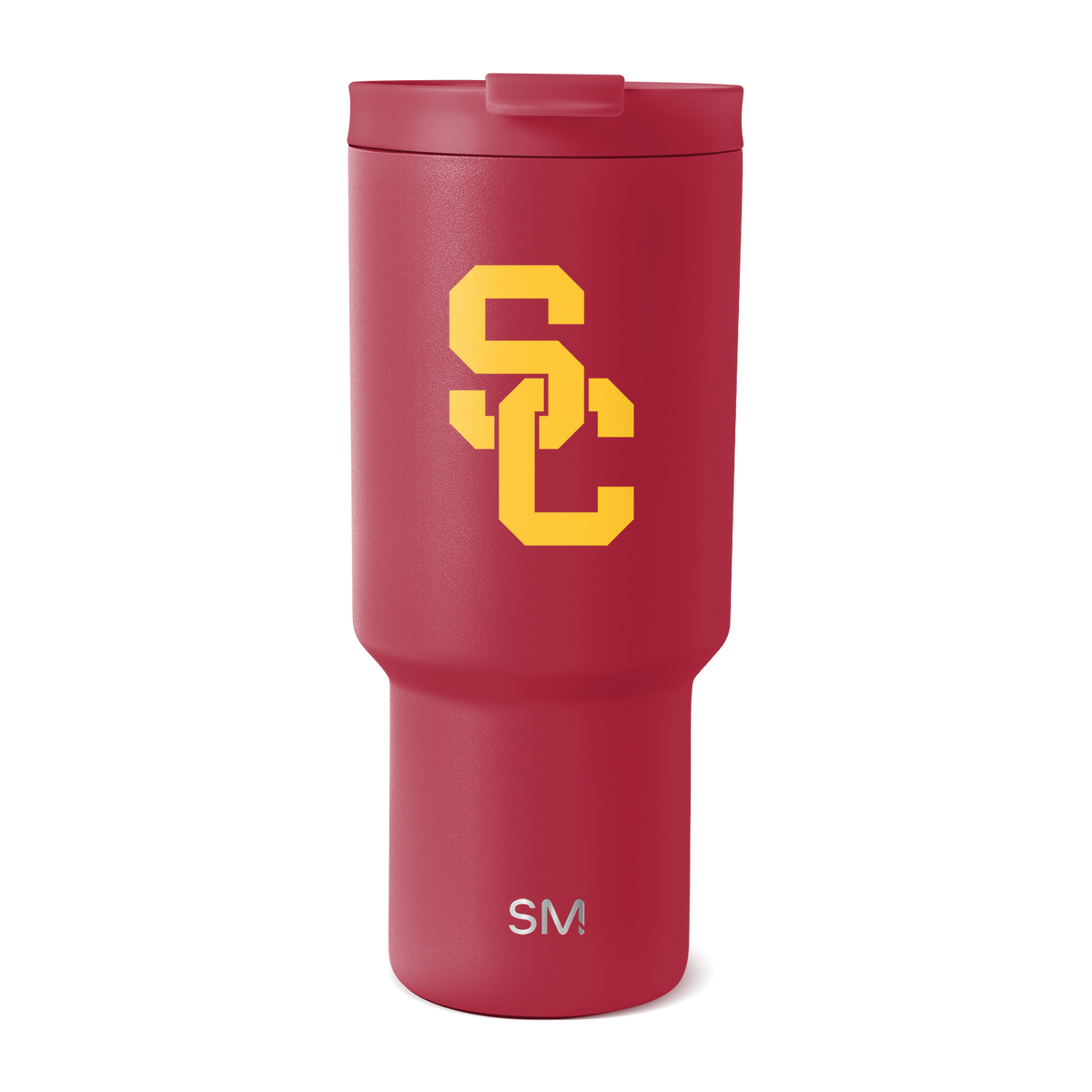 Cardinal red USC tumbler with gold accents, modern simple design