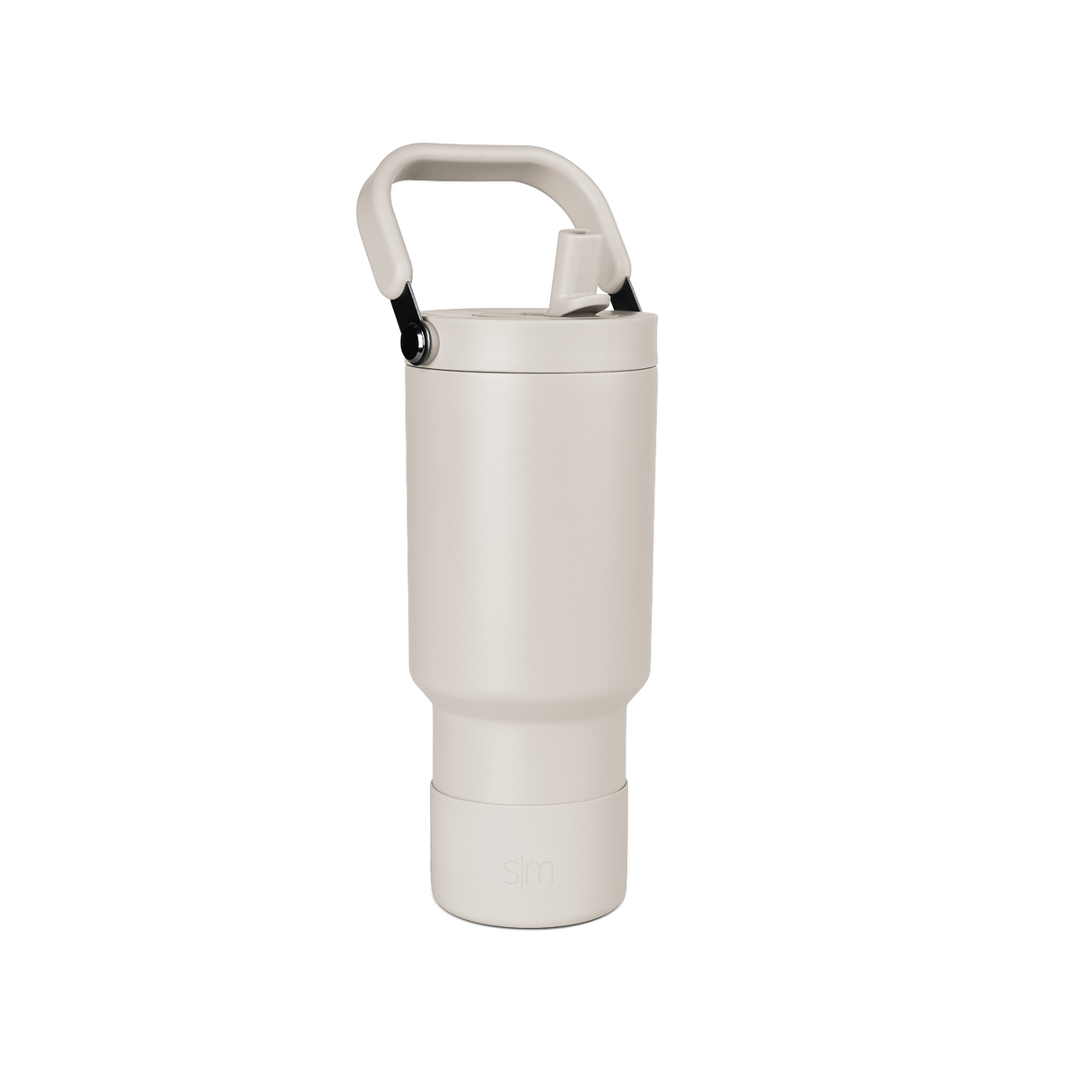 Pale beige cylindrical vessel with cream-colored closure cap on neutral off-white background.